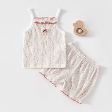 兒童純棉a類女寶寶夏季居家背心短褲兩件套