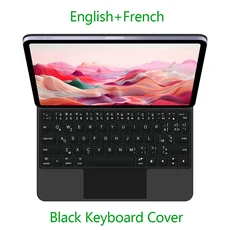 아이패드 에어 11인치 M4 M3 2026용 백라이트 매직 키보드 케이스 M2 6세대 멀티터치 스마트 폴리오, 03 아이패드 프로 11, 18 Black-French