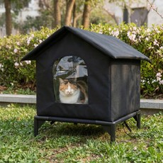 포우허그 길고양이집 사계절안심 숨숨하우스, 1개, black