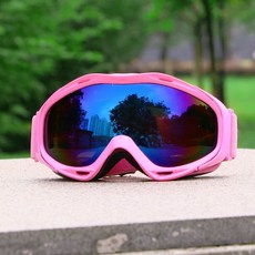 柱麵成人滑雪護目鏡，雙層防霧防風雪地眼鏡，臺灣出貨，滑雪裝備可開發票, 粉框（藍片）, 1個