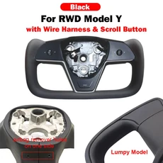 Carbar 새로운 업그레이드 377mm 요크 스티어링 휠 Tesla Model 3 모델 Y 2018 난방 장치가있는 카 핸들, 04 RWD MY Black Wire