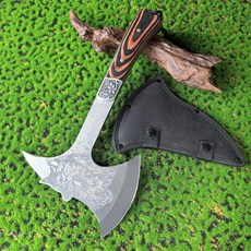 둠 블레이드 14인치 캠핑 도끼 생존용 투척 도끼와 칼집 스파이크가 달린 전술 토마호크 나일론 섬유 손잡이로 야외 생존 하이킹 캠핑용 3056262, 둠 블레이드 14인치 캠핑 도끼 생존용 투척 도끼와 칼