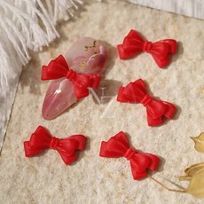 매트 이중 리본 네일파츠 NO.87D(레드) (4개입)