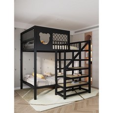 철제 벙커침대 공간활용 이층 프레임 벙커, 1200mmx2000mm, 흰색 이층침대 왼쪽 사다리