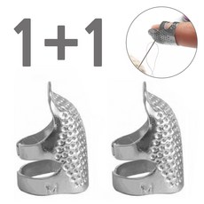 [2개 묶음] (손가락 골무 C형 M 1P+1P) 철 엄지 투구 퀼트 십자수 메탈 금 수예 링 반지 바늘 골무, 실버, 2개