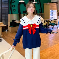 가을 겨울 임부복 세일러 리본 풀오버 니트