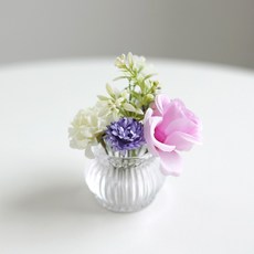 케이트가든 자체제작 미니 유리 화병 조화 세트, 1개, 퍼플