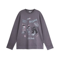 매장정품 와키윌리 WACKYWILLY WACKY WILLY 키키 멀티 그래픽 롱슬리브 티셔츠 차콜 WA2501LT11CH 916540