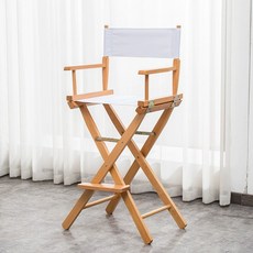 접이식 바의자 등받이 간이 빠텐 로그 중형 스탠딩 스툴 화이트 카페 원목 홈바 높은체어, 1개, 하이 스탠드 내추럴 화이트 패브릭