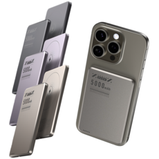 루비크 초슬림 초경량 보조배터리 맥세이프 호환 고속 유무선 충전 5000mAh 0.65cm, 딥 그레이