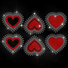 1개 유리 핫픽스 라인스톤 다리미 부착형 아플리케 의상 액세서리 (옷 가방 바지용) 하트 모양 297x210mm, 혼합색