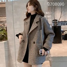 708090 여성 코트 가을 겨울 루즈핏 캐주얼 모직코트
