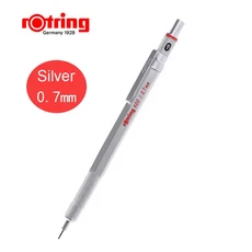 Rotring 600 기계식 연필 0.5mm 0.7mm 전문 드로잉 스케치 펜 금속 바디 육각형 홀더 미술 학교 용품, 02 Silver 0.7mm