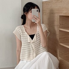 슬로우모먼츠 DIY 코바늘 여름 가디건 뜨기 키트 하나비 반팔 가디건 니트 손뜨개 도안 패키지, 키즈 M, 1개