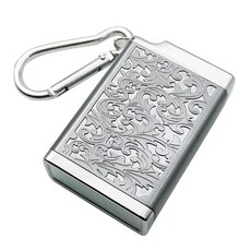 精緻雕花便攜式菸灰缸 附掛鉤 時尚配件 室內外適用, 銀灰唐草【提拉款】, 1個