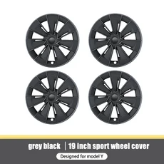 정시출고 품질보증 테슬라 모델 Y 성능 용 4PCS 허브 캡 19 인치 쌍둥이 자리 액세서리 휠 부품 2018-2024, 01 grey black, 01 China Mainland, 01 for Tesla
