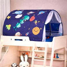 마일로 어린이 키즈 2층 침대 동굴 벙커 플레이 난방 싱글텐트, 침대텐트 블루, 1개