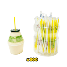 일회용 편의점 플라스틱 국산 친환경 아기 빨대 우유 요구르트 개별포장, 1세트, 300개