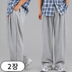 1+1 남자 3턱 스판 밴딩 와이드팬츠 트레이닝 바지 (6623-2)