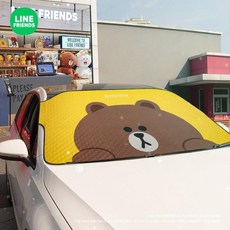 라인프렌즈 차량용 앞유리 커버 귀여운 캐릭터 브라운 방수 자동차 성에방지 덮개, 초코-차량앞유리커버
