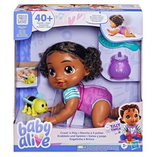 [4] Baby Alive Crawl 'n Play 틸리 팅커 전자 크롤링 아기 인형 세트 블랙 헤어 만 3세 이상 여아 및 남아용 어린이 장난감 27.9cm(10.75인, [4] Baby Alive Crawl 'n Play 틸