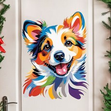 태쓰 인테리어 스티커 안방 거실 욕실 주방 벽면 포인트 스티커 2, 화려한강아지