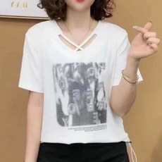 유니픽 여성 여름 유니크 레터링 프린트 반팔 티셔츠 패셔너블 캐주얼 스타일wd