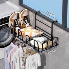 陽臺晾鞋架 免打孔曬鞋神器 防盜窗戶護欄 晾衣襪子涼鞋多功能晾曬架, 黑色曬10只鞋子-窗戶欄桿都能掛, 1個