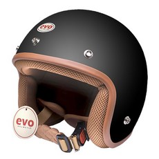 EVO復古摩托車安全帽，輕巧透氣，多色可選，經典造型展現個人風格, 消光黑