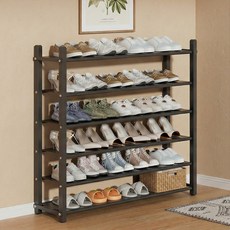 Polyidea 튼튼한 철제 신발장 정리대 현관 슈즈랙 틈새 수납 선반 조립식, 블랙 85, 6단