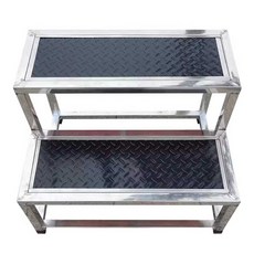 야외계단 스테인레스 4단 블랙 스텐 높은 이동식, 1개, 검정 60 폭 50 높이 2겹