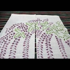 麻門簾 85*150厘米 紫藤花圖案, 日式麻門簾紫藤花夏掛簾臥室廚房隔斷簾客廳玄關簾分片式布簾子