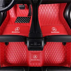 適配Mercedes-Benz 專用腳踏墊 雙層/單層皮革地毯 適用多款車型, 單層【大紅色】, 1個