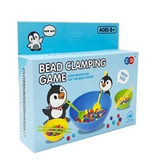 迷你益智夾珠遊戲(企鵝/青蛙/小雞) 夾珠碗遊戲 兒童益智玩具, 1個, 企鵝