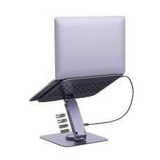 EJAY 10Gbps USB 3.2 허브가 있는 360도 회전 노트북 스탠드 책상용 튼튼한 알루미늄 컴퓨터 라이저 맥북 프로 에어 델 HP 사무실용 조절 가능한 인체, EJAY 10Gbps USB 3.2 허브가 있는 360