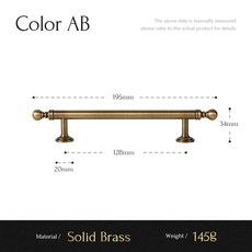 SANTAYA 주방 캐비닛 옷장 서랍 가구 손잡이 앤티크 T바 캐비닛용 브러 황동, 911 128 AB