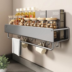 벽걸이 다용도 수납 선반 주방 양념 욕실 정리대 무타공, 1개, 건메탈