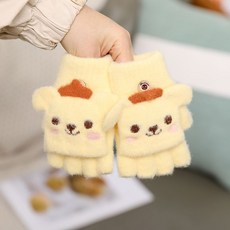 保暖冬兒童手套女孩加厚學生寫字半指翻蓋卡通可愛漏指男女童防寒Doly