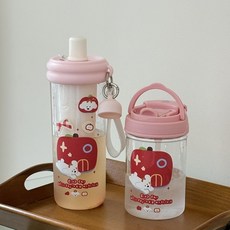 吸管可愛學生杯子高顏值大容量水杯便攜女生耐熱爆款【買一送一】, 紅房子500ml,單杯, 1個