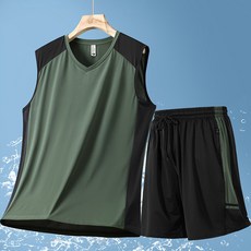 남성 빅사이즈 13XL 속건 나시티 반바지 세트 캐주얼 팬츠 트레이닝복 데일리 편안한 착용감