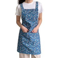 킹리치 어린이집 주방 면 남자 여자 예쁜앞치마, 앞치마 데이지 블루, 1개