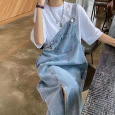 Qurora 大尺碼牛仔背帶裙兩件套