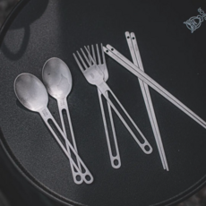 키녹스 커트러리 3종 세트 STS316, 1세트, 실버, 숟가락 + 젓가락 + 포크