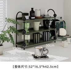 LivingPlus 多巴胺色鐵藝三層桌面置物架 杯架 杯具收納 廚房杯子零食咖啡杯收納架, 1個, 绿色