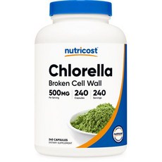 뉴트리코스트 클로렐라 캡슐 500mg 240 식물성 캡슐 Nutricost Chlorella Capsules 500mg 240 Vegetarian Capsules - Non-, 1개