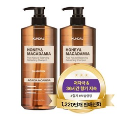 쿤달 허니 앤드 마카다미아 네이처 샴푸 아카시아모링가향, 1.058L, 2개