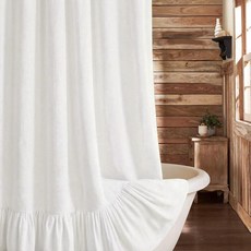 XOGUIBO Farmhouse Shower Curtain with Ruffle Hem Linen White Curtains for Bathroom Country Vintage, XOGUIBO Farmhouse Shower Curta