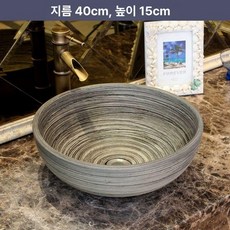 원형 세면기 간이 전시점 세면볼 탑볼 미니 카운터 소형, 그레이 링 무늬