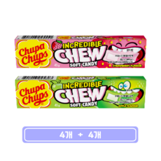 츄파춥스 인크레더블 츄 딸기맛 + 사과맛, 4세트, 45g