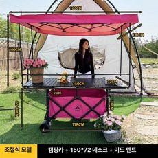 두우둥 웨건파라솔 우산 웨건 파라솔 왜건 미니어닝, 울타리 포함 150x72 핑크 확장형 핑크